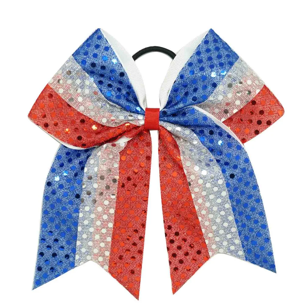 5 шт./лот 7 дюймов Блестящий американский флаг бант для чарлидинга девочек
