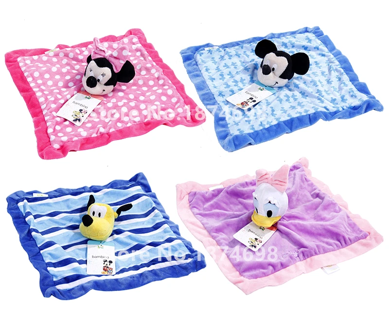 New Cute Daisy Duck Dog Mouse Plush Blankie for Baby Toy Newborn Reassure Towel Snuggle Blanket Kids Girls Boys 30*30cm