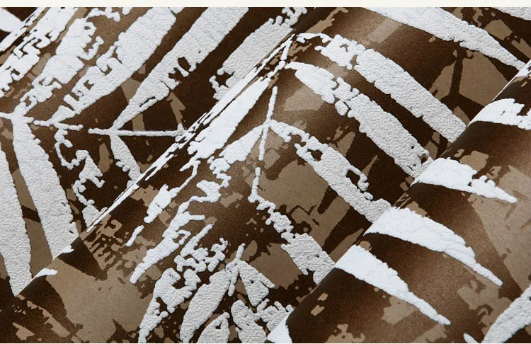 Флокирование 3d тисненая Пальмовая Лист обои коричневый деревенский кантри потертый шик дача обои зеленый/серый обои