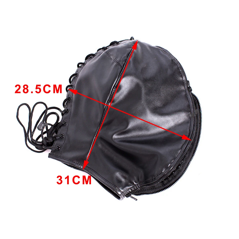 CamaTech кожаный двухслойный капюшон для лица Косплей Хэллоуин на молнии Закрытая