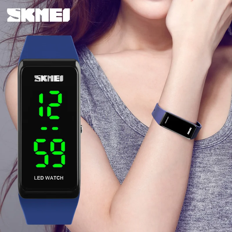 SKMEI женские спортивные цифровые часы повседневное силиконовые часы с подсветкой Дамская мода Фитнес электроники наручные Dijital коль Saati