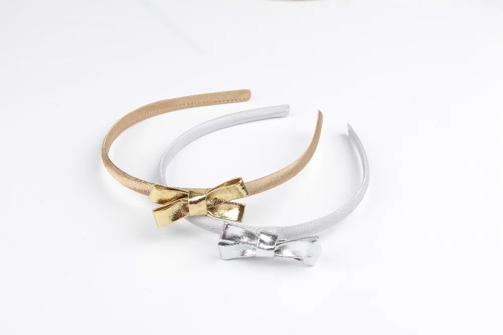 2 шт./лот простой дизайн золотые/серебристые кожаные банты повязка на голову для