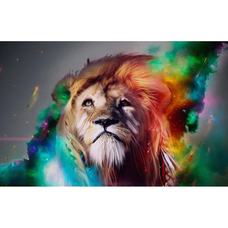picture in Photo Wallpaper 3D Animal Painting Background Bedding Room Wall Paper Colorful lion Quality Home Decor #159 | Дом и сад
