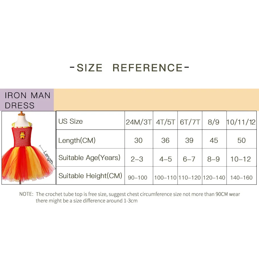 Red &amp Yellow Girls Baby Iron Man Tutu Dress Handmade Kids Superhero Tulle Halloween Birthday Party Prom Costume | Детская одежда и