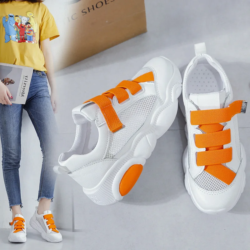 2019 Летняя женская брендовая белая спортивная обувь дышащая из вулканизированной