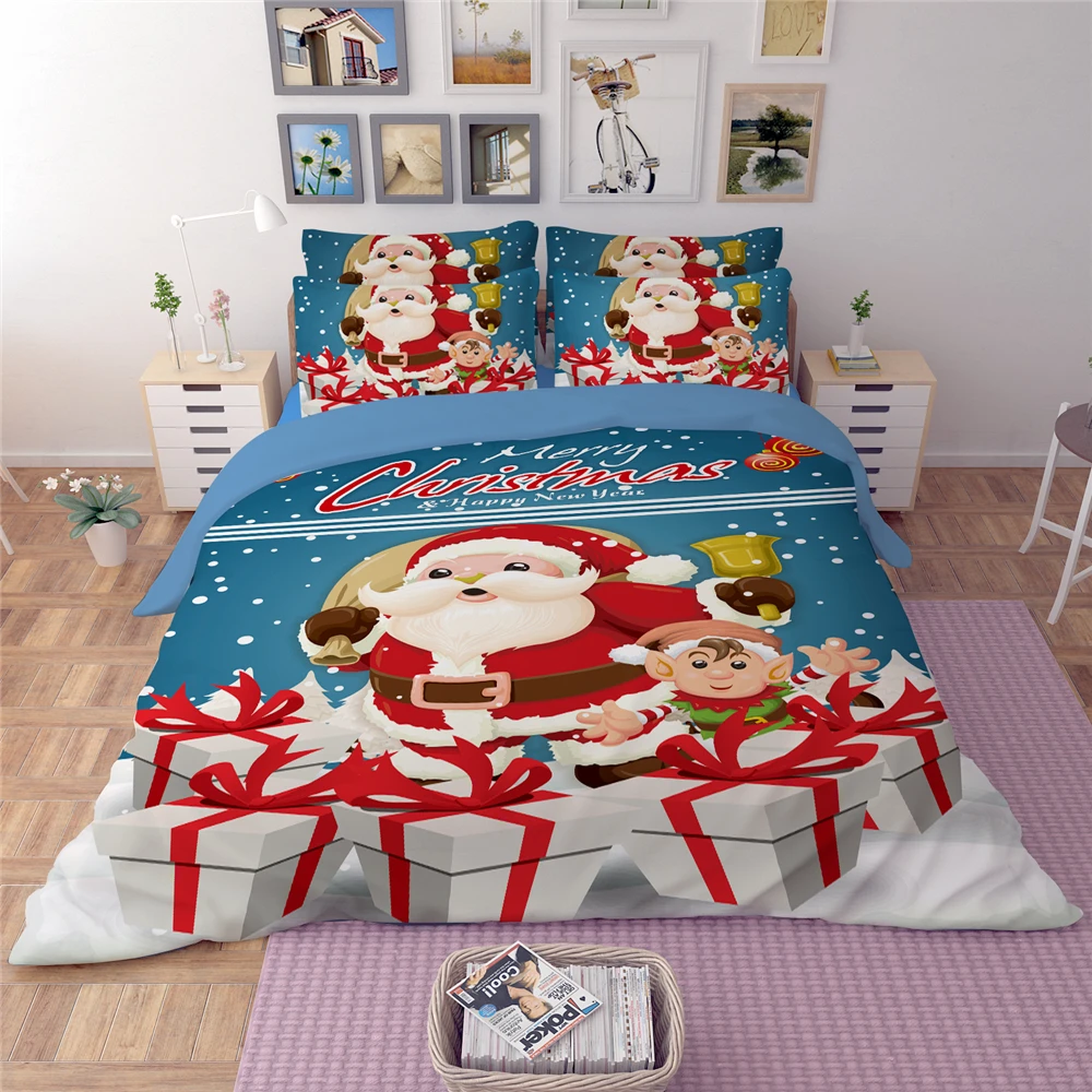 

Happy Merry Christmas Gift Kids Duvet Cover Twin Queen Size Santa Claus Child Bedding Sets For Merry Christmas Gift Bedlinen