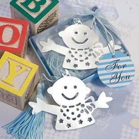 100pcs baby shower souvenirs baby boy bookmark with tassel decoration baptism gifts free shipping