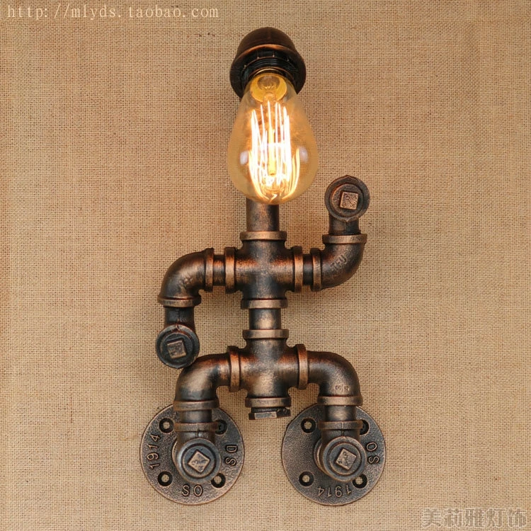 Креативная настенная лампа с роботом и водопроводной трубой настенное бра