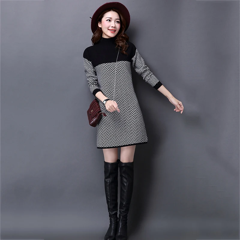 Plus Size S-4XL Cashmere sweater female 2018 Autumn Winter New Long sleeve Turtleneck Striped Pullovers Sweater Female LF818 | Женская