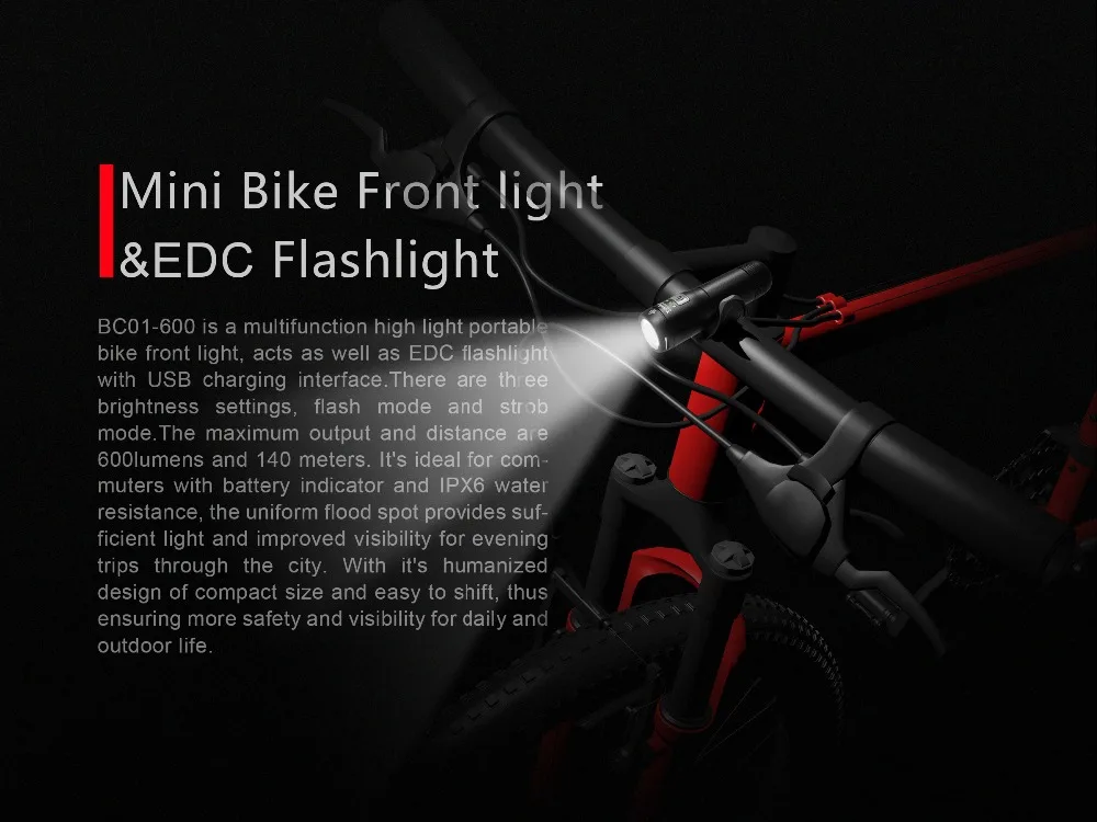 Towild BC01-600 CREE XP-G3 S3 светодиодный 600 Люмен USB Перезаряжаемые светодиодный велосипед светильник