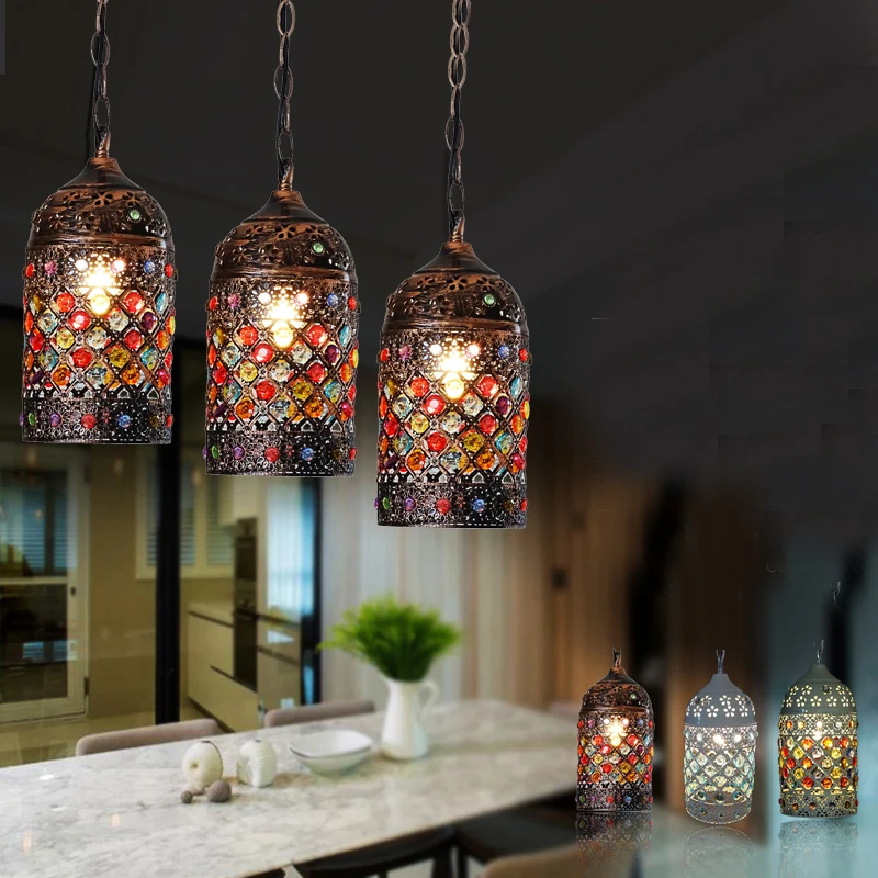 Богемные подвесные лампы Ретро таинственный разноцветный мозаика droplight Лофт