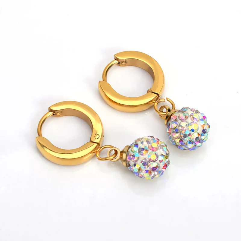 FairLadyHood Women Stainless Steel Jewelry Sets With Zircon Ball Earrings Necklace For Sweater Chain | Украшения и аксессуары