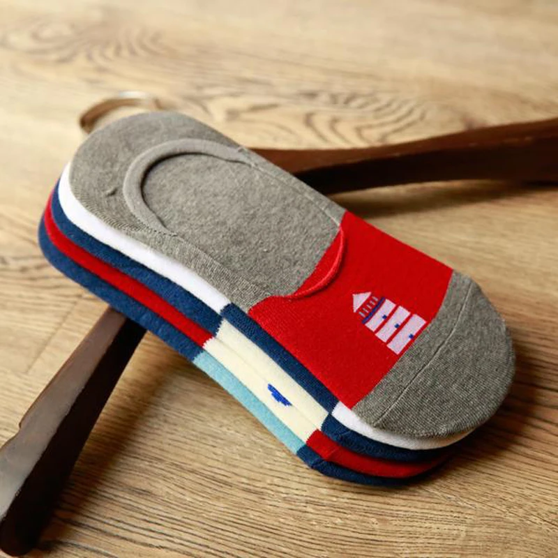 5 пар модные мужские носки Противоскользящие невидимые темно-синие