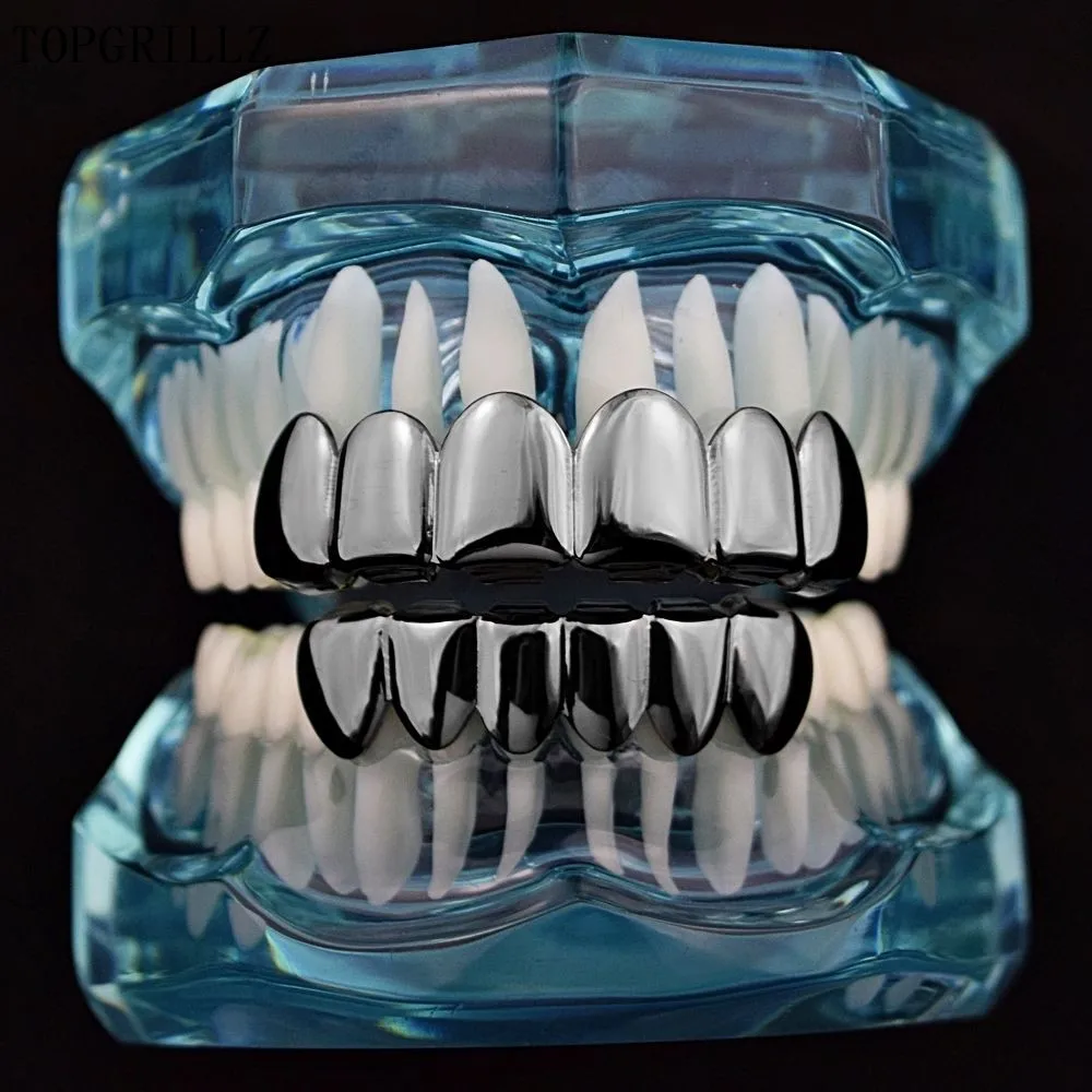 TOPGRILLZ Глянцевые золотые посеребренные зубы в стиле хип-хоп Grillz 6 верхних и 6 нижних грилей с силиконовыми блестящими наборами зубов вампира (art.: 3920d171fa0ed) - 3920d171fa0ed