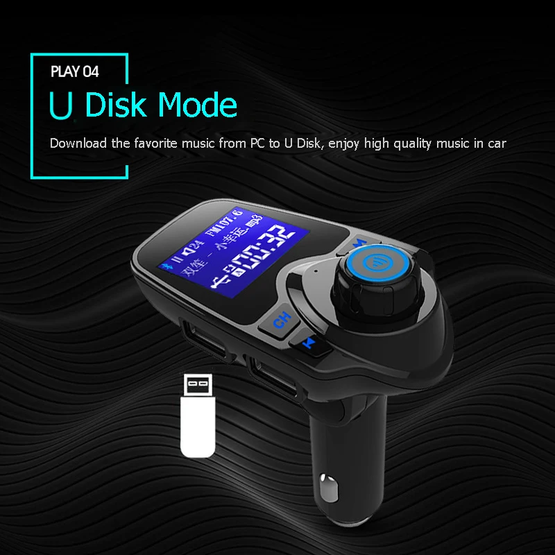 JINSERTA Power ON AUX Audio MP3 Player TF USB Music Receiver Car Bluetooth Handsfree Wireless FM Modulator LCD Dual Charger | Автомобили и