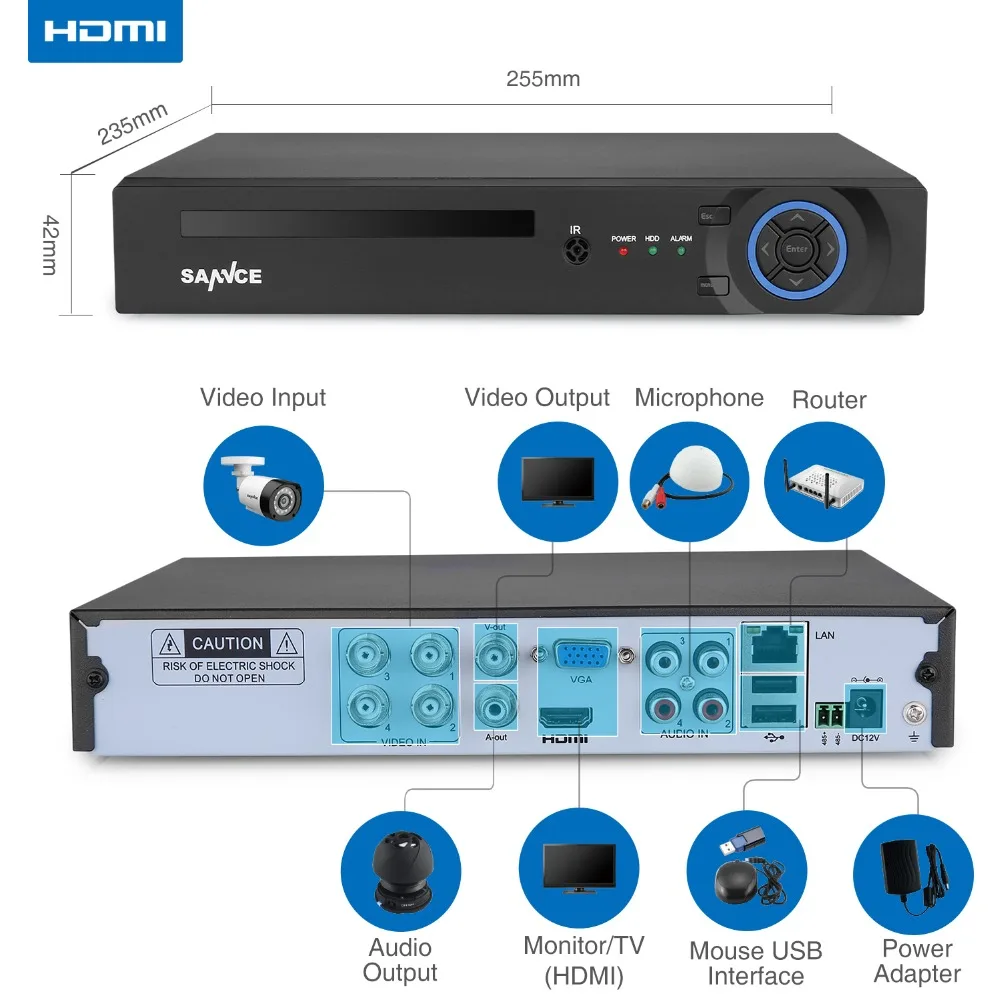SANNCE 4CH CCTV система 720P HDMI AHD CCTV DVR 4 шт 1,0 МП уличная инфракрасная камера видеонаблюдения камера наблюдения комплект
