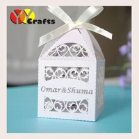 50pcs best sell wedding favor cake box party event supply baby shower souvenir candy box with engraved name logo