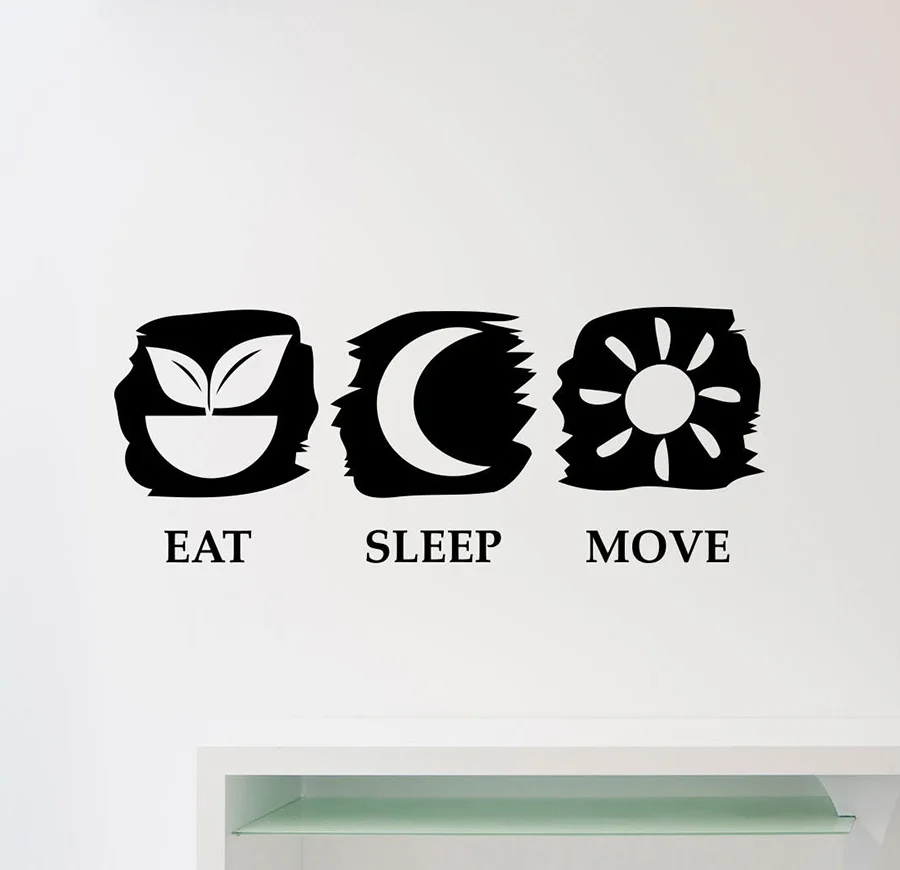 

Eat Sleep Move Wall Decal Gym Fitness Quote Vinyl Sticker Poster Art Bedroom Home Decor Self Adhesive Wallpaper Mural D408