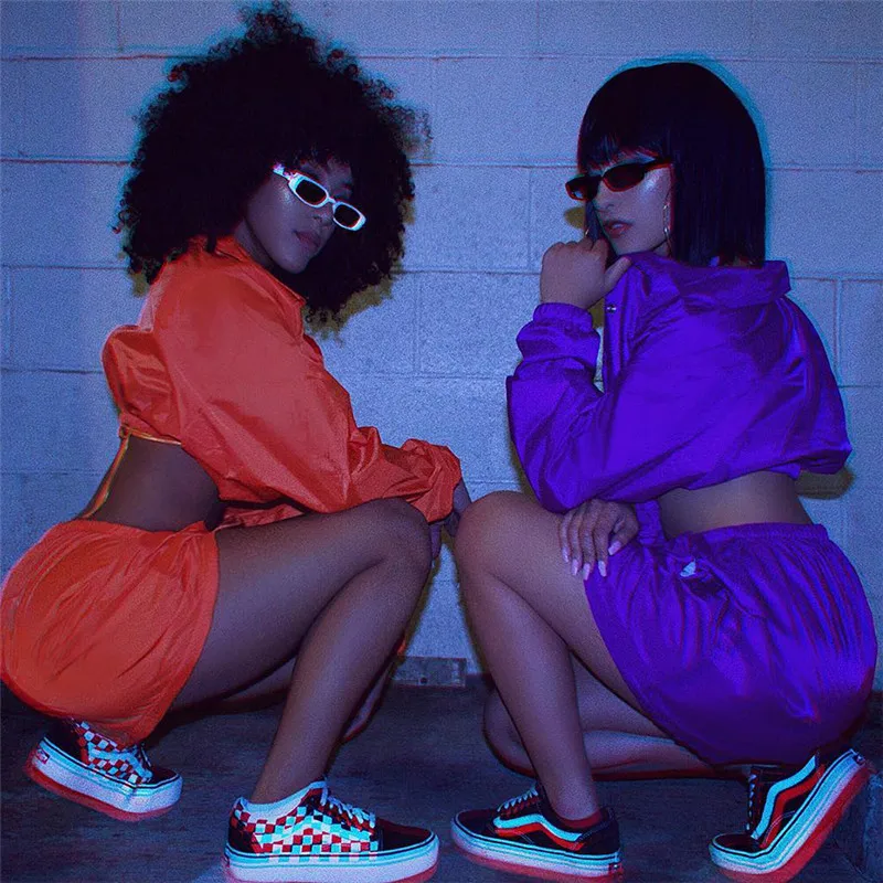 БЦ Укороченный свитшот Для женщин Мода Street wear оранжевый фиолетовый с длинным
