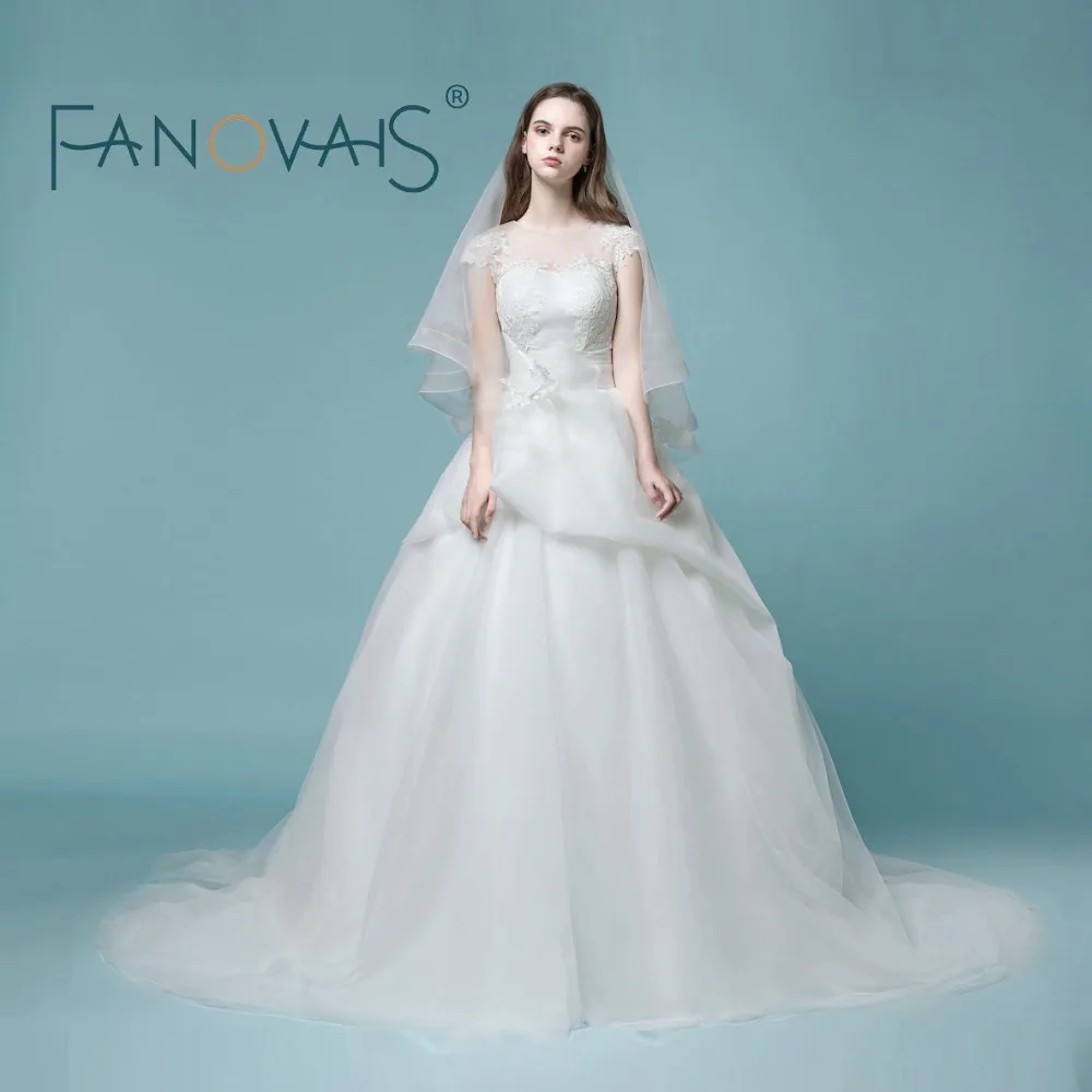 

Vintage Wedding Dresses Organza Tulle Wedding Gowns Princess Gelinlik vestido de noiva 2019 Bridal Gowns Cap Sleeves high low