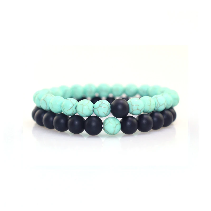 c2b6-light blue Многослойные подвески из вулканического камня, мужской браслет, розовый, черный камень, турмалин, гематит, браслеты для женщин, бусины для изготовления ювелирных изделий - Окраска металла: c2b6-light blue