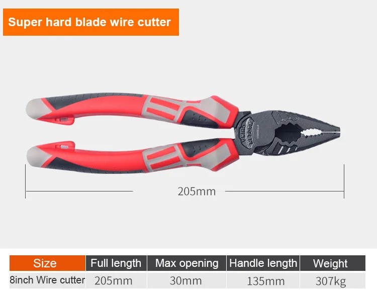 8 inch Wire cutter Ручные инструменты, электроинструмент, диагональные плоскогубцы, садовый инструмент для ремонта электрокабеля, инструмент для резки проводов - Цвет: 8 inch Wire cutter