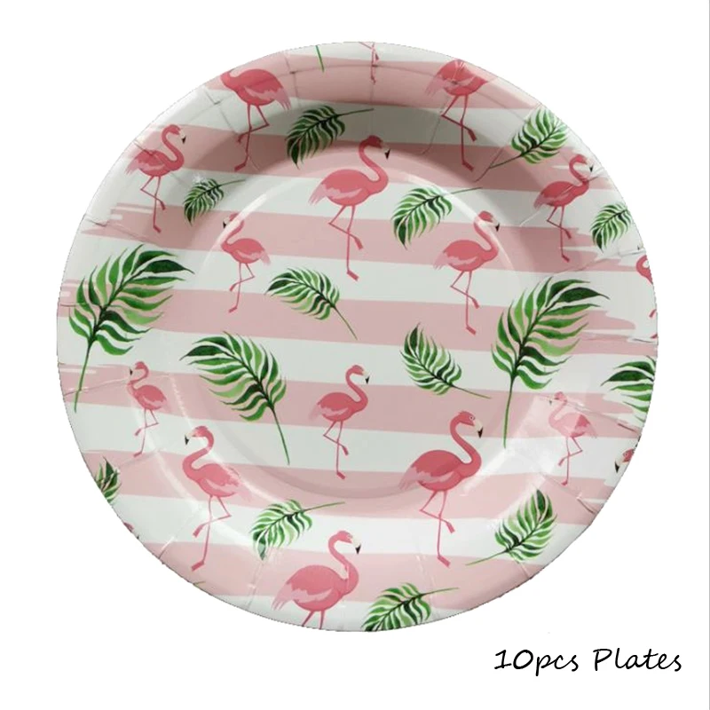 Omilut Свадебный декор Фламинго одноразовые тарелки тропическим принтом листовые