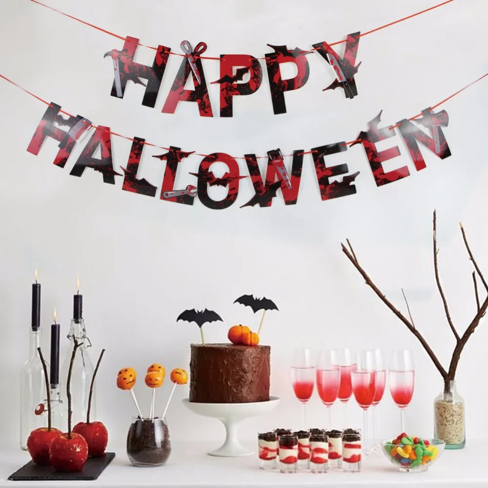 Subeauty кровавая Happy Halloween баннер Хэллоуин гирлянды с ножницами кинжал Молотки