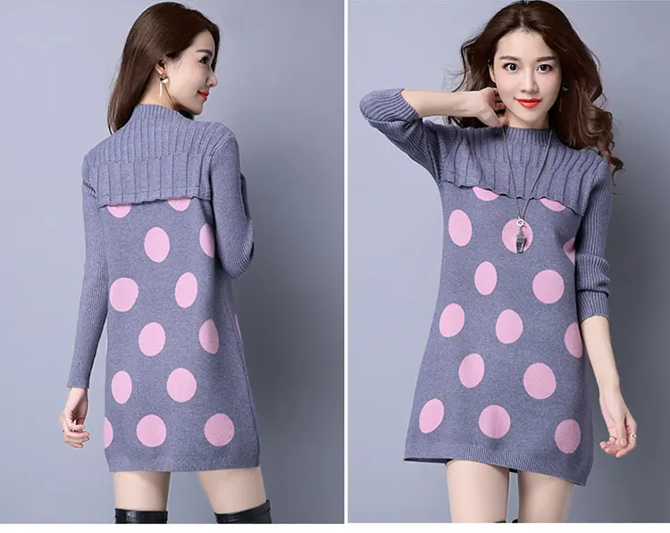 Новое поступление зимний и осенний свитер в горошек модное дизайнерское