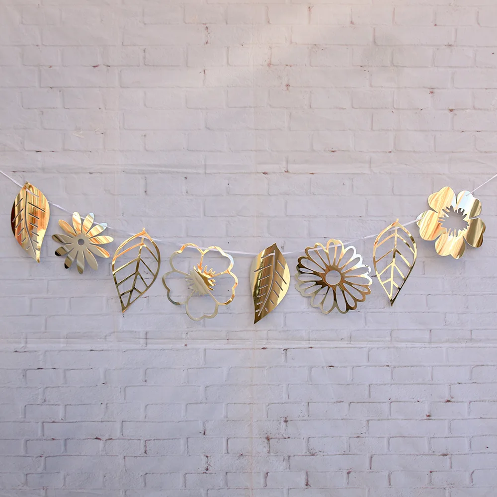 8 шт./компл. Золотые листья серебро розовое золото цветок гирлянды Свадебный