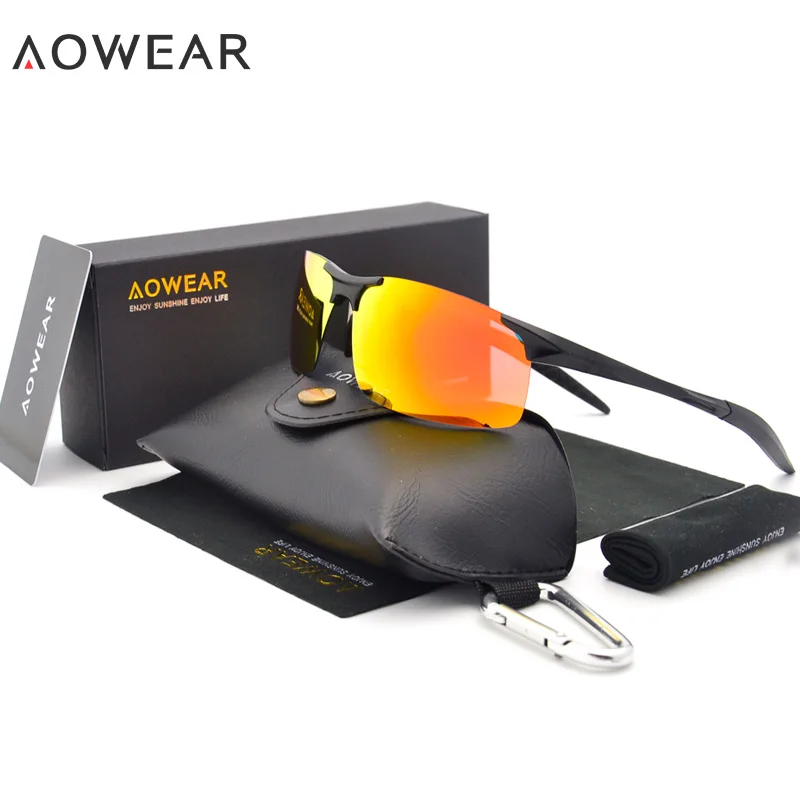 Солнцезащитные очки AOWEAR поляризационные мужские зеркальные для спорта на
