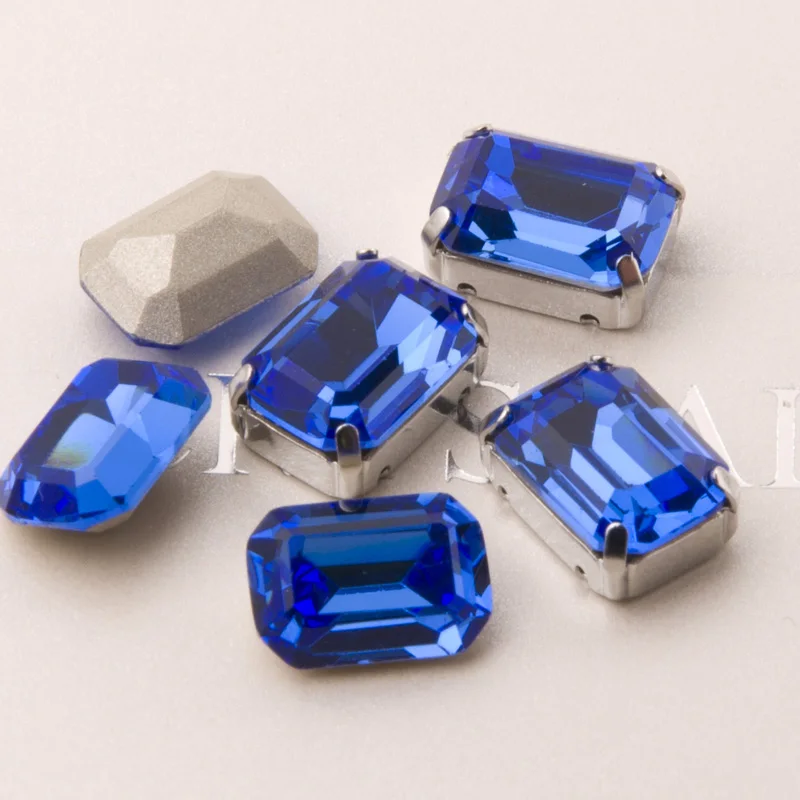 YANRUO #4610 все размеры сапфир Octagon Strass Кристалл швейные камни указал назад свободно