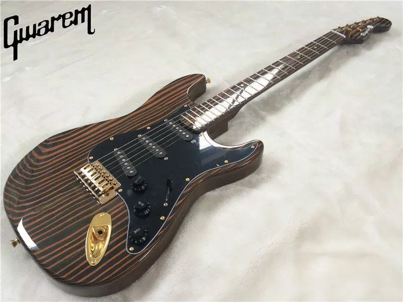 Электрогитара/гитара Gwarem/корпус и шея zebravwood/с золотой аппаратной гитарой в Китае