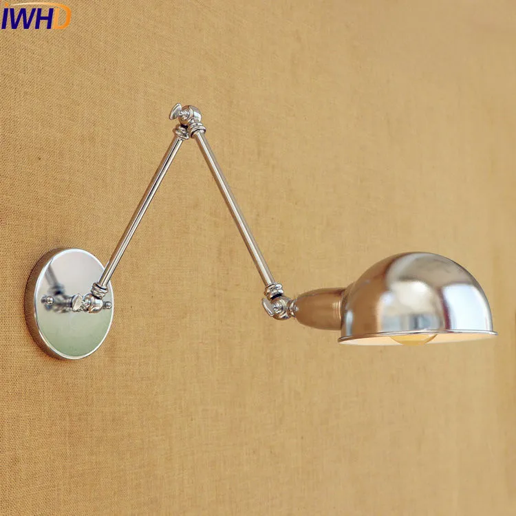 IWHD серебряный Ретро винтажный настенный светильник LED Wandlampen Swing настенная лампа с