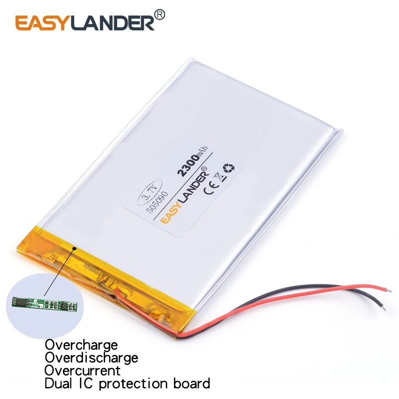 10 шт./лот 3 7 v литий ионный полимерный аккумулятор 505090 2300mah с защитной платой для MP3