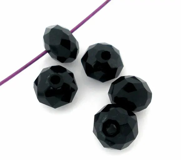 DoreenBeads стеклянные бусины россыпью плоские круглые черные граненые около 4 мм (1/8