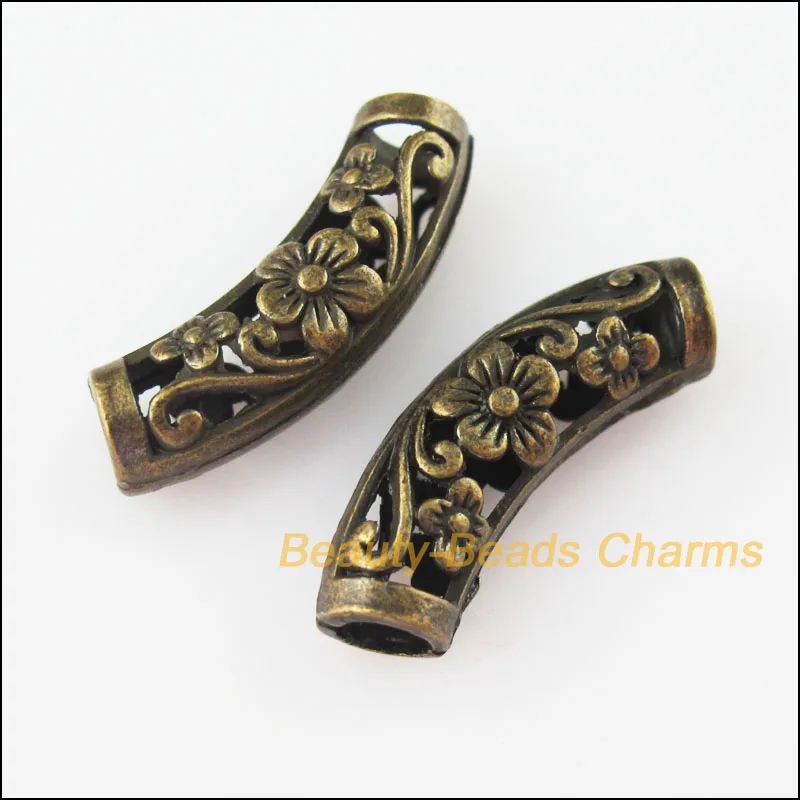 12 новые шармы с принтами волны и цветы трубки бусины разделители 9x25.5mm