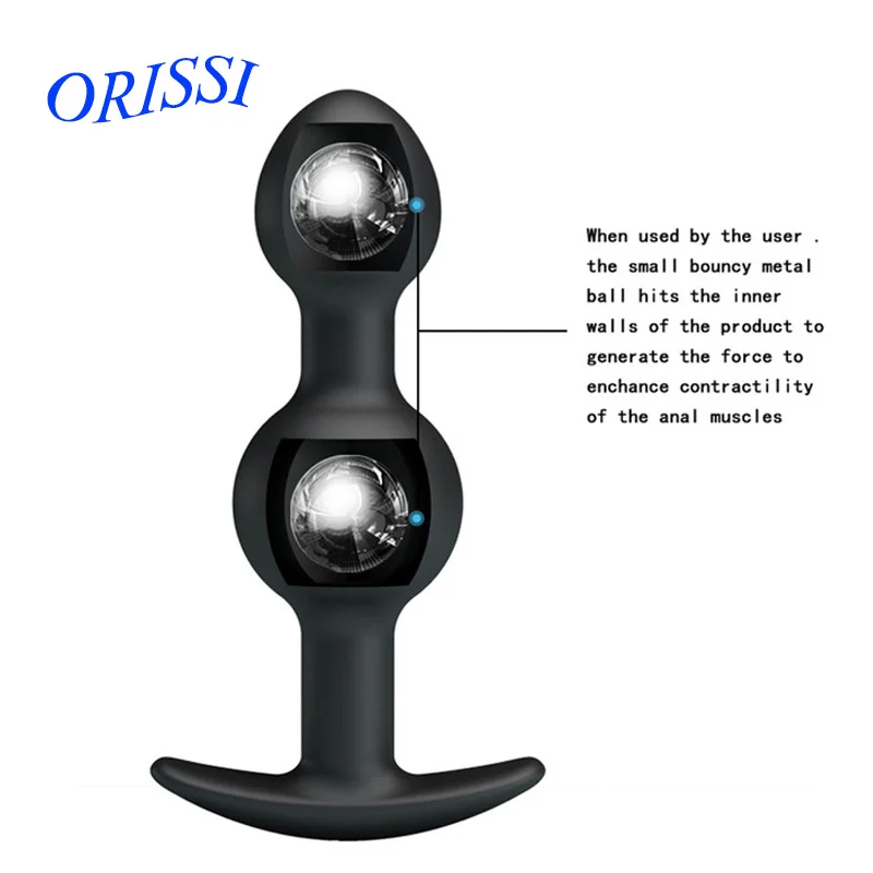 Черные анальные секс игрушки ORISSI силиконовые Анальные бусины металлический шар