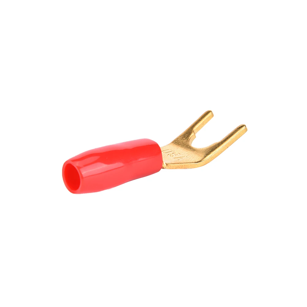 4pcs AV Audio Terminals Connectors Copper Gold Plated Tuning Fork Banana Y Spade Plug Adapter For Speaker Cable Power | Компьютеры и