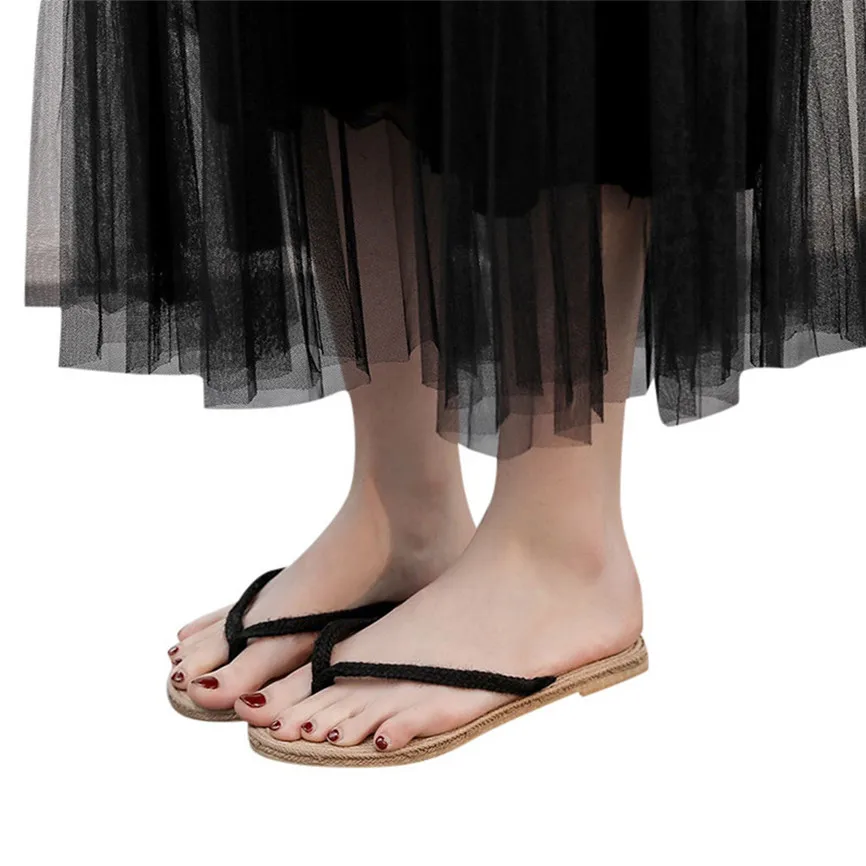 Summer Shoes Women Trendy National Style Slippers Weave Roman Style Outdoor Beach Flip Flops Slippers For Women 28#4