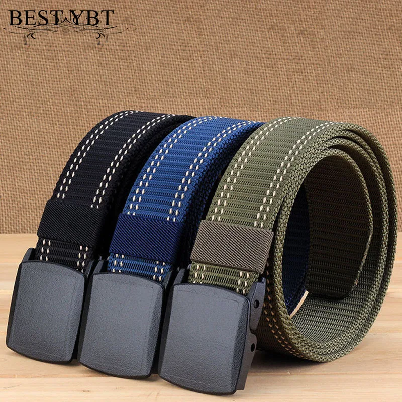 

Best YBT Unisex Belt Nylon Plastic Smooth buckle Women Belt Prevent allergy outdoor sport cowboy High Quality Men Belt