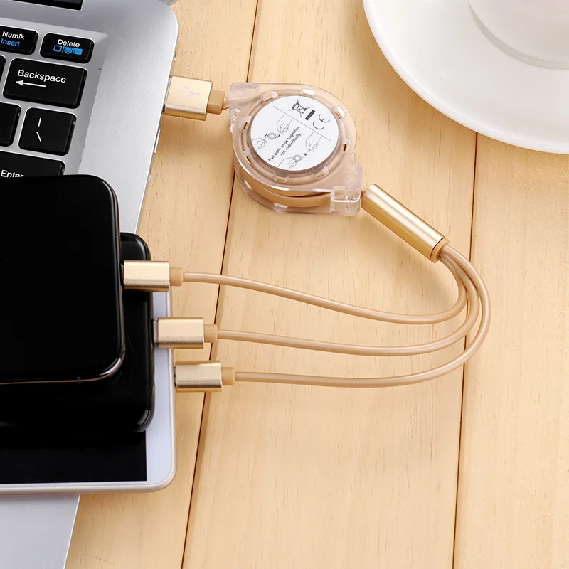 Mumesty 3-в-1 прокатки кабель передачи данных USB Смарт-кабель для зарядки телефона