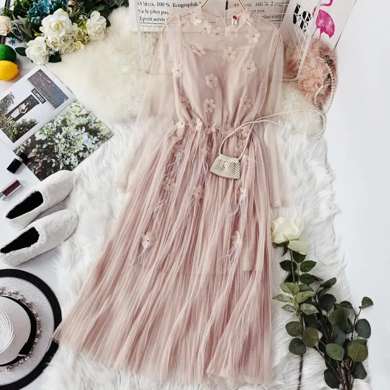 Новинка 2019 модные женские платья осень и зима Ретро стиль одноцветное с цветами