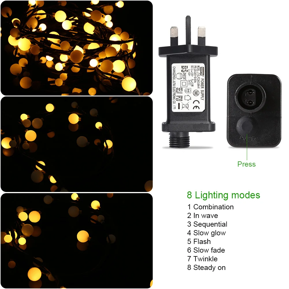 Светодиодный GLE 2 5 м 72 светодиодный наружный светильник шар гирлянды черный