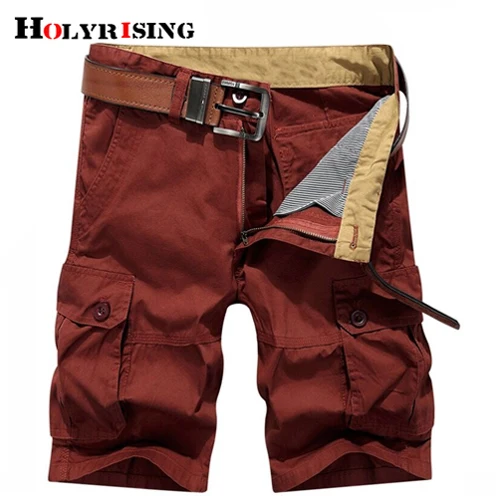 Красный Holyrising, мужские шорты Карго, повседневные, летние, хлопок, Homme Bermuda Masculina, мужские, классные, летние, военные, камуфляжные, короткие штаны, 18778-5 - Цвет: Красный