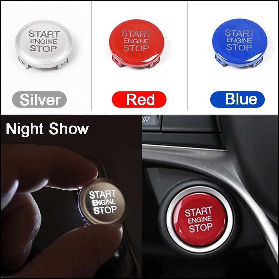 Wooeight ABS Silver Blue Red Car Interior Start Engine Stop Cover Sticker Fit for Alfa Romeo Giulia Stelvio 2017 2018 2019 2020