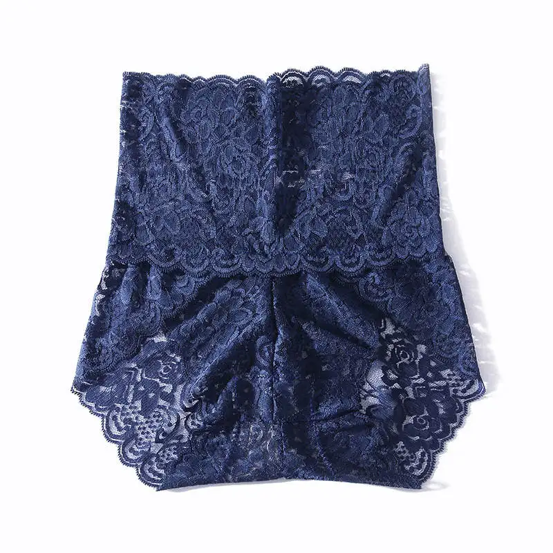 dark blue Сексуальные женские кружевные трусики, женские облегающие Трусики с высокой талией, нижнее белье с цветочным рисунком, женское нижнее белье, M-XXL, новинка BANNIROU - Цвет: dark blue
