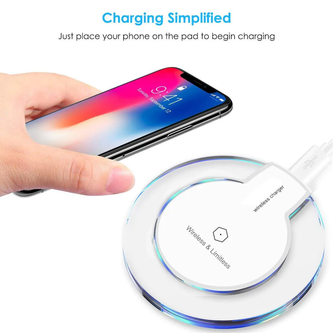 Ультра-тонкое прозрачное Мини Qi Беспроводное зарядное устройство для Iphone XS Max XR мобильный телефон Быстрая зарядка беспроводное зарядное устройство зарядная площадка