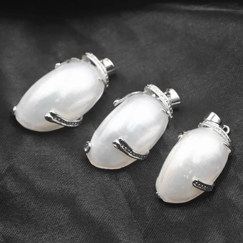 Белый натуральный морской кулон с жемчужной раковиной короткая цепочка сделай