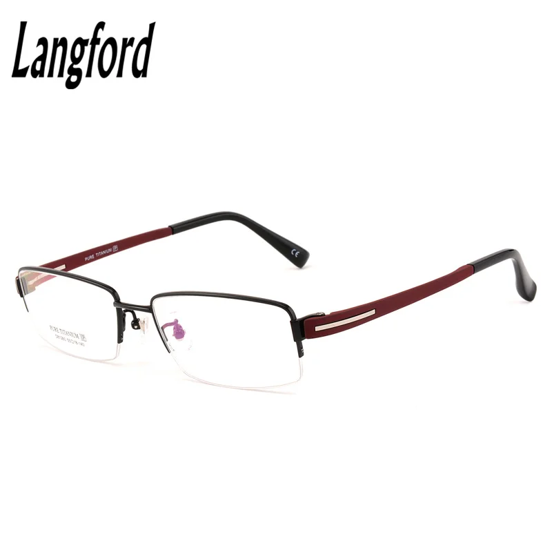 

Pure Titanium optical mens glasses frames half eyeglass spectacle eyeware frames Business rubbery temples prescription 81260